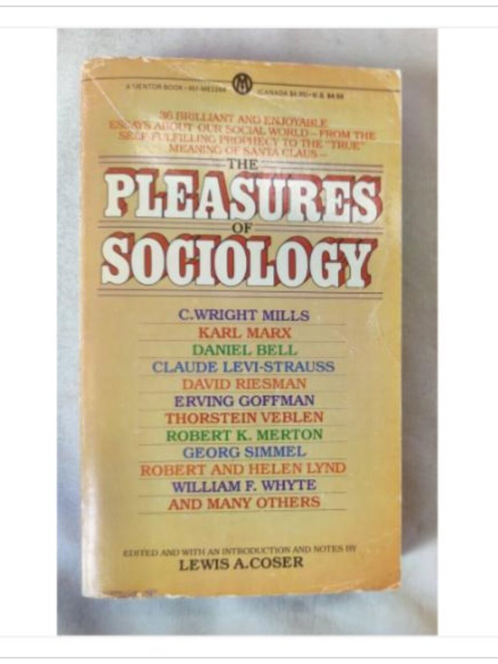 The Pleasures of Sociology 36 Brilliant & Enjoyable Essays Mentor 1st 1980 PB